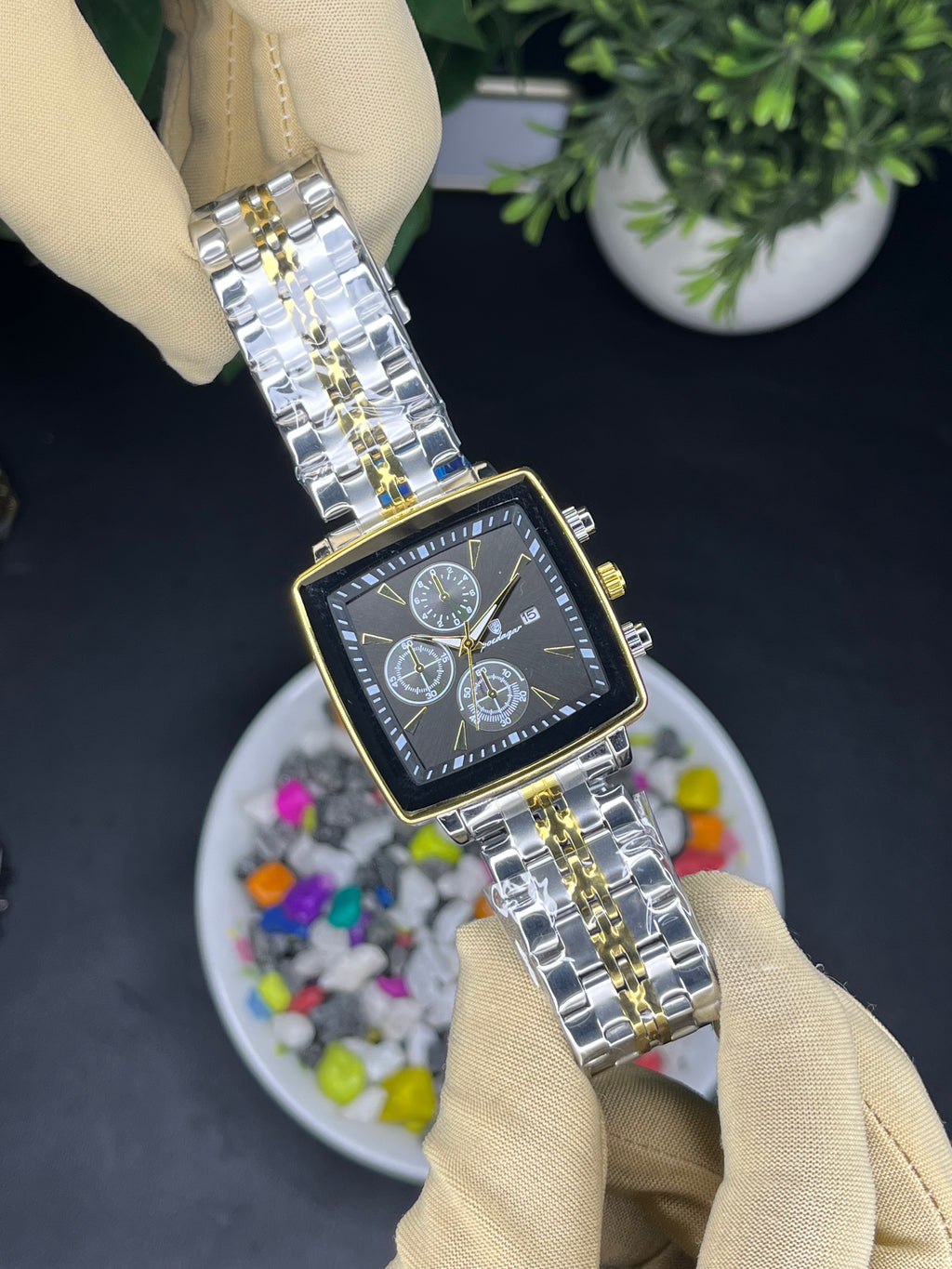 Poedagar Square Shape Edition - Premium (Steel Bracelet) Watch