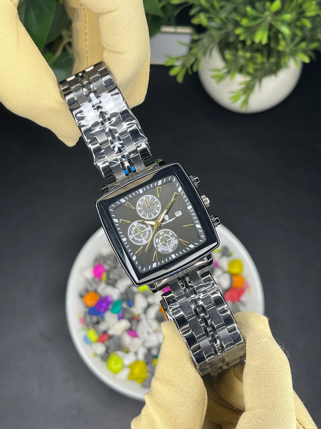 Poedagar Square Shape Edition - Premium (Steel Bracelet) Watch