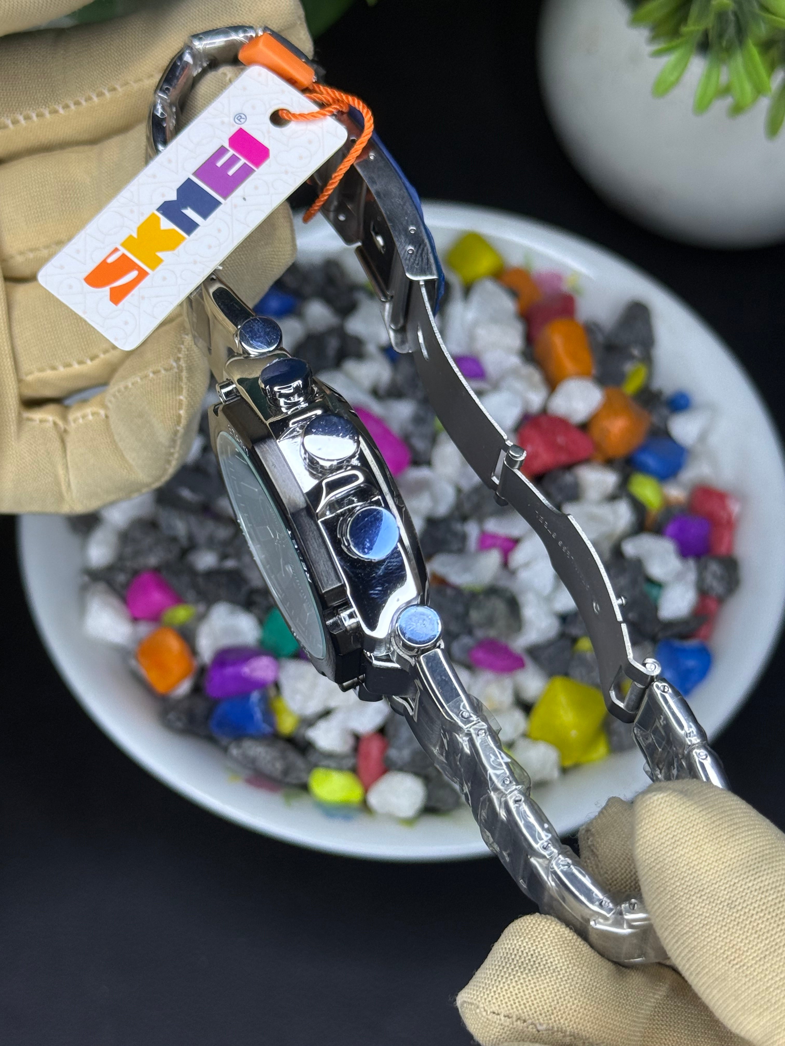 Skmei Analogue & Digital 2210 Silver - Premium (steel Bracelet) Original Watch